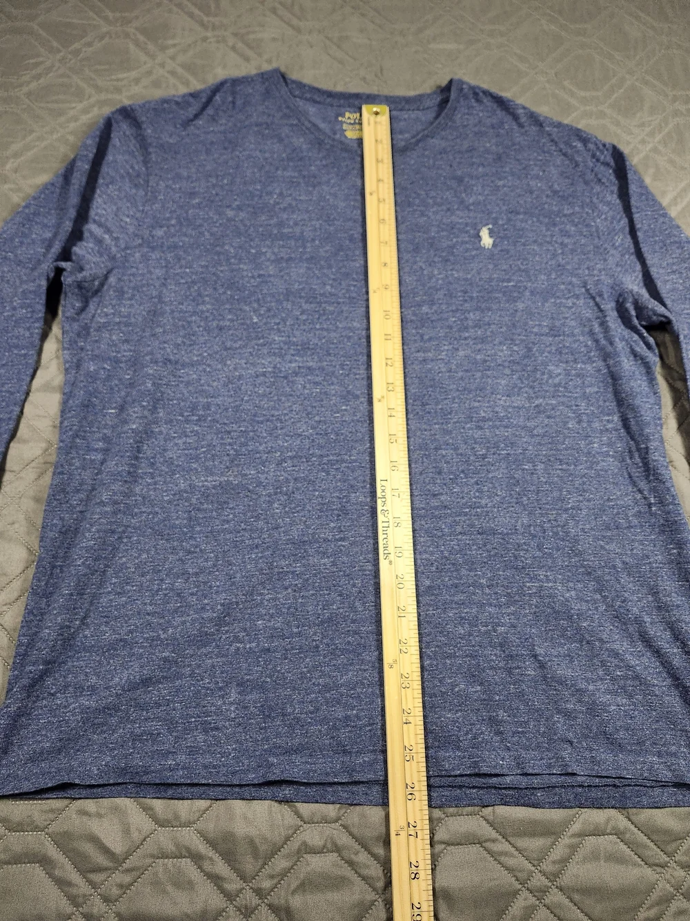 Polo Ralph Lauren blue heather long-sleeve crewneck t-shirt embroidered logo L